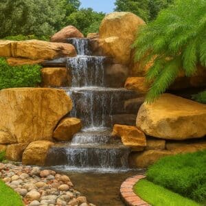 Cascading Granite Waterfall